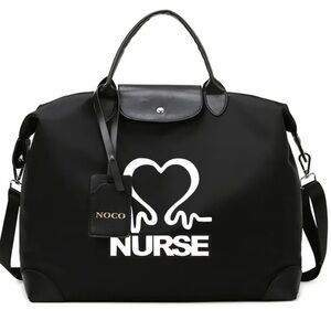 {NEW} Large Black Heartbeat Nurse Tote Bag Black